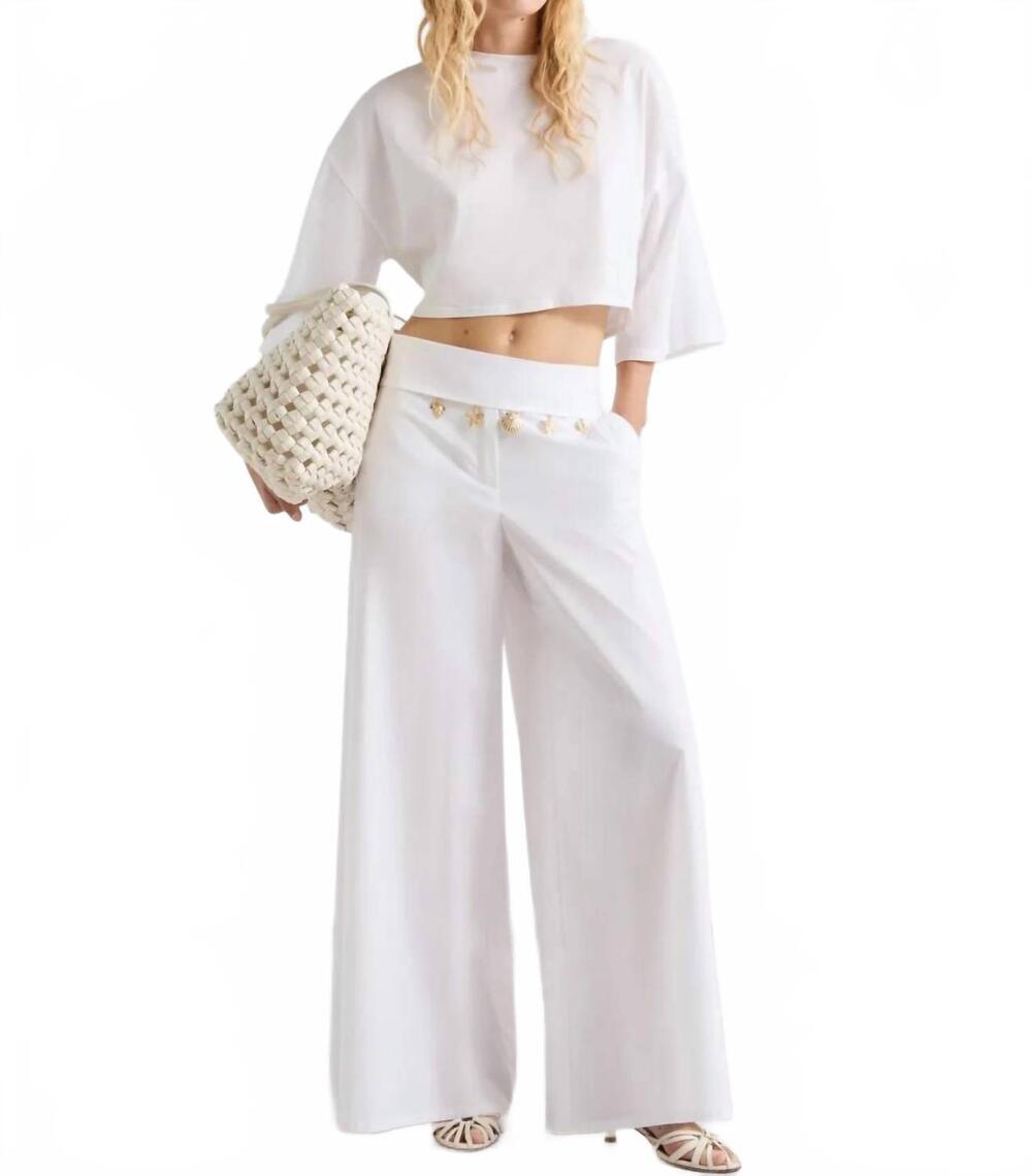 NEW MARELLA rollio mercerised jersey t-shirt in optical white